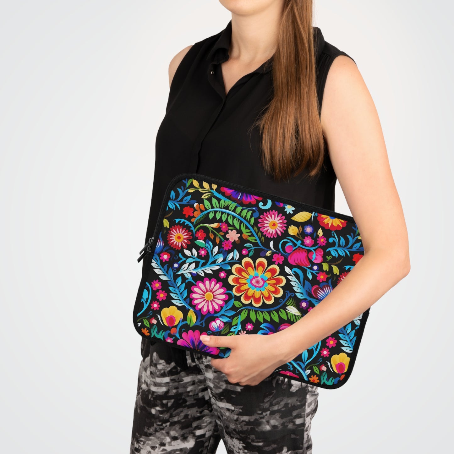 Vibrant Floral Laptop Sleeve