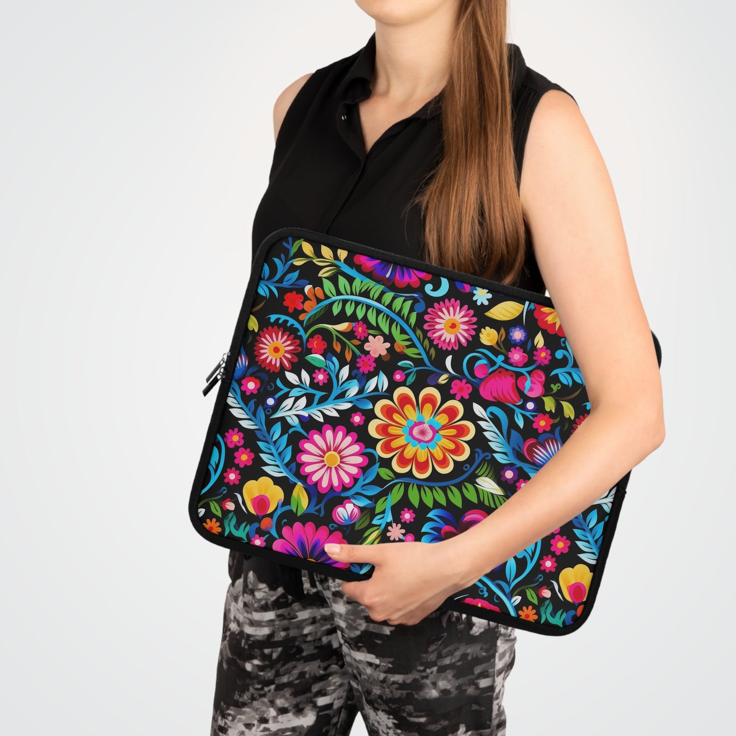 Vibrant Floral Laptop Sleeve